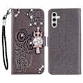 Miniatyrbillede 1 af 5: Til Samsung Galaxy A26 5G Wallet Case Ugle Blomst Præget Rhinestone Læder Cover Multicolor Style F