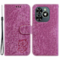 Miniatyrbillede 1 af 5: Til TECNO Spark Go 2024 4G/Spark 20/Spark 20C/Pop 8 Mobiltelefonetui Tiger Præget Lædercover Multicolor Rose