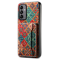 Pikkukuva 1 / 5: Samsung Galaxy A05s 4G -kotelo, värikäs kukkakuvioinen nahkainen takakansi korttipidikkeellä ja jalustalla Multicolor Style C