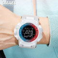 Miniatyrbild 3 av 5: Smael Elektroniska Digitala Klockor För Män Vattentät Unisex Militär Sport Armbandsur Med Auto Date Week Led Display Vit 8082 Black-Red yellow-Bo x