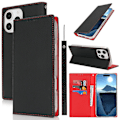 Miniatyrbillede 5 af 5: For iPhone 16 Pro Wallet Case Ægte Ko Læder Telefon Cover Litchi Tekstur Multicolor Style A