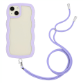 Miniatyrbild 1 av 4: För Iphone 15 Wave Ramform Phone case Pc + TPU Transparent cover med justerbar rem Purple
