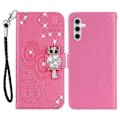 Miniatyrbillede 1 af 5: Til Samsung Galaxy A26 5G Wallet Case Ugle Blomst Præget Rhinestone Læder Cover Multicolor Style A