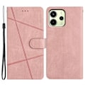 Miniatyrbillede 1 af 5: For Xiaomi Redmi Note 14 4G Wallet Case Line Præget Hud-Touch Anti-Drop Læder Flip Telefon Cover Multicolor Rose Gold