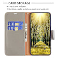 Miniatyrbillede 3 af 5: Til iPhone 15 Plus Støvtæt PU Læder Mobiltelefon Cover Wallet Flip Stand Case med Rem Multicolor Style A