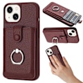 Miniatyrbillede 1 af 5: Kortlommer Læder Bagcover med Ringstøtteben til iPhone 15 Plus/14 Plus Multicolor Style E