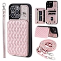 Miniatyrbillede 1 af 5: Style 008 RFID-blokerende telefoncover til iPhone 15 Pro Max Stødsikkert PU+TPU telefonskal med stropper Multicolor Style C