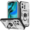 Pikkukuva 1 / 5: Pudotussuojattu Hyvin Suojattu Kameran Liukukansi Metallinen Jalusta 3-in-1 TPU+PC Puhelimen Suojakuori