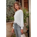 Miniatyrbillede 4 af 4: Dame 2023 Vinter Pullover Sweater Afslappet Langærmet Rund Hals Løs Tyk Strikket Jumper Toppe Bluse White Medium