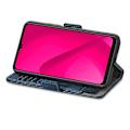 Miniatyrbillede 3 af 5: CASENEO 002 Serie Til Samsung Galaxy A06 Etui Standpung Splejset PU Læder Cover - Mørkebrun Multicolor Dark Blue