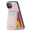 Miniatyrbillede 2 af 5: FIERRE SHANN Telefoncover med kortlommer til iPhone 14, stativ, RFID-blokering, PU-læder + TPU-telefonetui Multicolor Style D