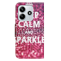 Miniatyrbillede 5 af 5: Til Xiaomi Redmi Note 14 4G Etui Mønstertryk Kryds Tekstur Læder Telefon Cover Multicolor Keep Calm and Sparkle