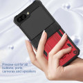 Miniatyrbillede 5 af 5: Hårdt PC Telefon Cover til Samsung Galaxy Z Flip5 5G Stødsikkert Støtteben Telefon Cover med Blyantholder Red