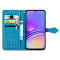 Miniatyrbillede 2 af 5: Til Samsung Galaxy A06 Etui Mandala Præget Design Læder Wallet Telefon Cover - Grå Multicolor Blue