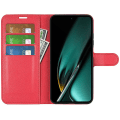 Miniatyrbilde 2 av 5: Telefondeksel til Oppo K11 5G Lommebok Litchi Tekstur Shell Anti-ripe Stativ PU Lær Telefondeksel Red