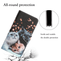 Miniatyrbillede 5 af 5: Til Xiaomi Redmi 12c 4g PU Læder Cover Mønster Print Pung Stand Flip Telefon Cover Cats