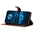 Pikkukuva 2 / 5: Samsung Galaxy S24+ Nahkainen Puhelinkotelo Lompakko Jalustalla ja Kätevällä Hihnalla - Vihreä Multicolor Brown