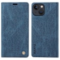 Miniatyrbild 1 av 5: Skin-touch case för Iphone 15 Plus Pu läder plånboksställ Cover Blue
