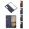 Miniatyrbild 5 av 5: PC+Äkta Läder Baksida Mobilskal Fodral för Samsung Galaxy Z Fold3 5G Tättslutande 180-Graders Vikning