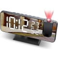 Miniatyrbild 1 av 5: Väckarklocka Projektor Tak Radio Väckarklocka Med Led Spegel Skärm USB Laddningsport Snooze Funktion Dubbel Alarm Digital Klocka För Sovrum, Kök