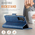Miniatyrbillede 5 af 5: Til Samsung Galaxy S21 5G Etui AUTSPACE A11 RFID-blokerende Retro Læder Mobiltelefonpung Cover Multicolor Blue