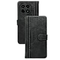 Pikkukuva 1 / 4: OnePlus Ace 5 5G / Ace 5 Pro 5G Kotelo Vasikan Nahka Tekstuurinen Nahkainen Jalusta Kirjatyylinen Puhelinkotelo- Multicolor Black