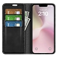 Miniatyrbillede 2 af 5: Til iPhone 16e Etui Skin Touch Læder Wallet Telefon Cover - Grå Multicolor Black