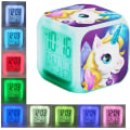 Miniatyrbillede 5 af 5: Unicorn Digital Vækkeure til Piger, Glødende Nat LED LCD Cube med Lys Børn Vågner Op Sengelampe Fødselsdagsgaver til (c