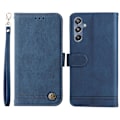 Miniatyrbild 1 av 5: För Samsung Galaxy F34 5g/m34 5g Imprinted Lines Stand Cover Anti-drop Pu Läder Phone case Blue