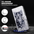 Miniatyrbillede 4 af 5: Til iPhone 16 Pro Etui Stativ Mønsterprint Læder Telefon Cover - Stående Multicolor Cat