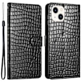 Miniatyrbillede 1 af 5: Flip Cover til iPhone 14 Krokodille Tekstur PU Læder Stand Telefon Wallet Case med Håndrem Multicolor Style A