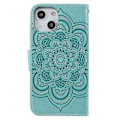 Miniatyrbild 3 av 5: Präglad Mandala Blomma PU Läder Telefonställ Skydd Plånboksfodral med Rem för iPhone 13 6.1 tum Multicolor Style H