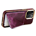 Miniatyrbillede 2 af 5: DENIOR Etui til iPhone 14 Pro Vokset Ægte Koskindslæder+TPU+PC Beskyttelsescover til Bagside Multicolor Style E