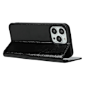 Miniatyrbillede 5 af 5: Ægte Læder Folio Flip Wallet Cover med Støttefod til iPhone 13 Pro 6.1 tommer - Sort