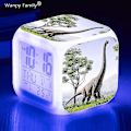 Miniatyrbild 1 av 5: Tyrannosaurus Dinosaurie Väckarklocka 7 färgbyte Multifunktions väckningstimer Barnrum Lysande elektronisk watch Present till barn Auburn