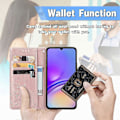 Miniatyrbillede 5 af 5: Til Samsung Galaxy A06 Etui Mandala Præget Design Læder Wallet Telefon Cover - Grå Multicolor Rose Gold
