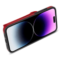 Miniatyrbild 3 av 5: För Iphone 15 Pro Max Zipper Pocket Läderbelagd Tpu Phone case Korthållare Kickstand Cover Red