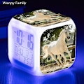 Miniatyrbild 3 av 5: Running Horse Väckarklocka 7 Färg Glödande Led Digital Väckarklocka Barnleksaker Multifunktion Lysande Färgbyte Klockor Reloj MULTI