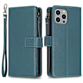 Miniatyrbillede 1 af 5: BF Style-19 PU Læder Telefon Cover Flip Wallet Stand med Lynlåslomme til iPhone 15 Pro Max Multicolor Style A