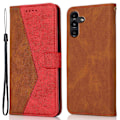 Miniatyrbillede 1 af 5: Farve Splice Tegnebog Stand Læder Telefon Cover med Håndledsrem til Samsung Galaxy A36 5G Multicolor Style C