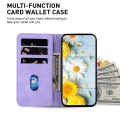 Miniatyrbild 2 av 5: För Samsung Galaxy S23 Fe Imprinted Lily Flower Smartphone Case Pu Läder Stativ cover Purple