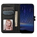 Miniatyrbillede 2 af 5: Til Samsung Galaxy S25 Edge Etui Glad Kat Mønster Præget Læder Wallet Telefon Cover Multicolor Black
