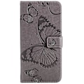 Miniatyrbillede 5 af 5: KT Imprinting Flower Series-2 til vivo Y76 5G PU Læder Bog Stand Case med Præget Sommerfugl