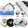 Pikkukuva 3 / 3: Kiinnitettävät juoksulampetit, 2 kpl USB ladattavat 4 valotilaa LED juoksulamppu pieni juoksijoille,