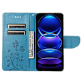 Pikkukuva 2 / 5: Xiaomi Redmi Note 12 Pro+ 5G -puhelimen suojakotelo, PU-nahkaa, kukka- ja perhoskuviointi, lompakkokotelo Multicolor Style B