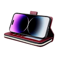 Miniatyrbillede 4 af 5: Til iPhone 15 Pro Max Telefon Stand Case Shell Lynlåslomme TPU+PU Læder Kort Slots Pung Multicolor Wine Red