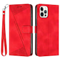 Miniatyrbillede 1 af 5: Wallet Telefon Cover til iPhone 14 Pro Max, Trekant Præget Læder Stand Case Multicolor Style B