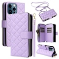 Miniatyrbillede 1 af 5: Til iPhone 12 Pro Max Wallet Case Rhombus Grid Læder Telefon Cover med Korte/Lange Stropper Multicolor Style E