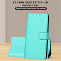 Miniatyrbillede 3 af 4: For iPhone 17 Pro Max Wallet Case med Rem Kulfibertekstur Læder Mobilcover Multicolor Light Blue