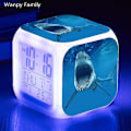 Miniatyrbild 1 av 5: Shark Alarm Clock 7-färgad glödande digitala klockor Barn Baby Sovrum Multifunktion Små nattljus B MULTI
